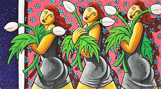 Blooming ladies with flowers 100x180 (640x354)